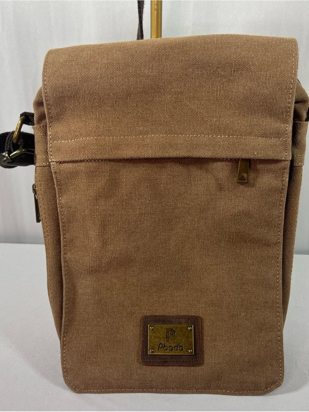 Vintage Pbadb Brown Canvas Messenger Bag Crossbody Shoulder Utility Travel Purse